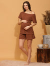 Maternity Shorts with T-shirt Set- Brown