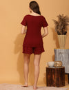 Maternity Shorts with T-shirt Set- Burgundy