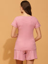 Maternity Shorts with T-shirt Set- Pink