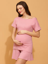 Maternity Ribbed-knit Short Set