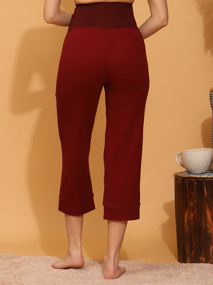 Pregnancy Lounge Capri Pants- Burgundy