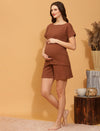 Maternity Knit Shorts - Brown