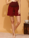 Maternity Knit Shorts - Burgundy