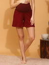 Maternity Knit Shorts - Burgundy