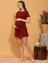 Maternity Knit Shorts - Burgundy