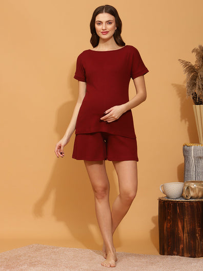 Maternity Casual T-shirt- Burgundy