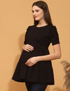 Maternity Stretchy Tiered Top- Black
