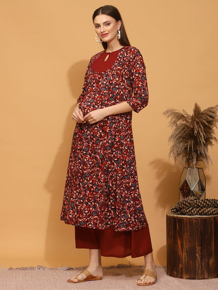 Maternity Floral Printed Yoke Kurti