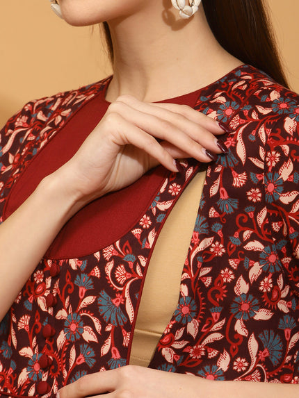 Maternity Floral Printed Yoke Kurti