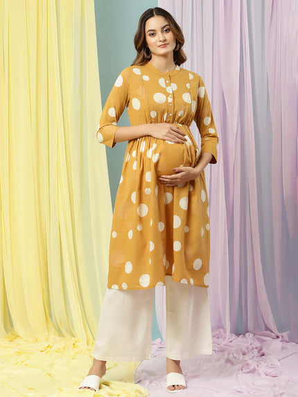 3pc. Maternity Polka Kurti + Plazo + Dupatta Set