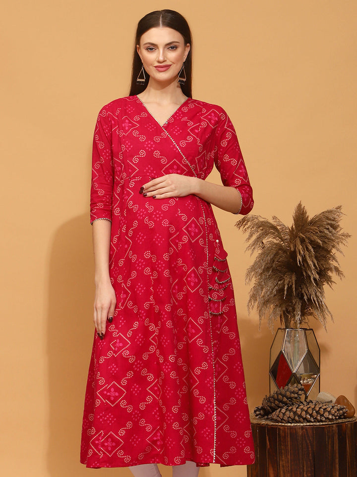 Maternity Red Anarkali Kurti