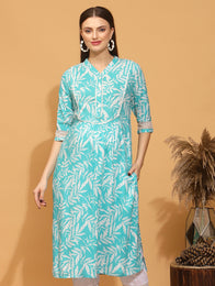 Feeding Lace Inserted Blue Kurti