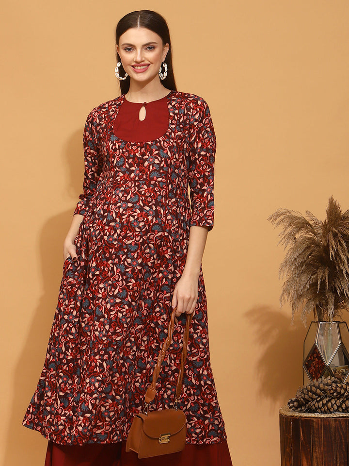 Maternity Floral Printed Yoke Kurti