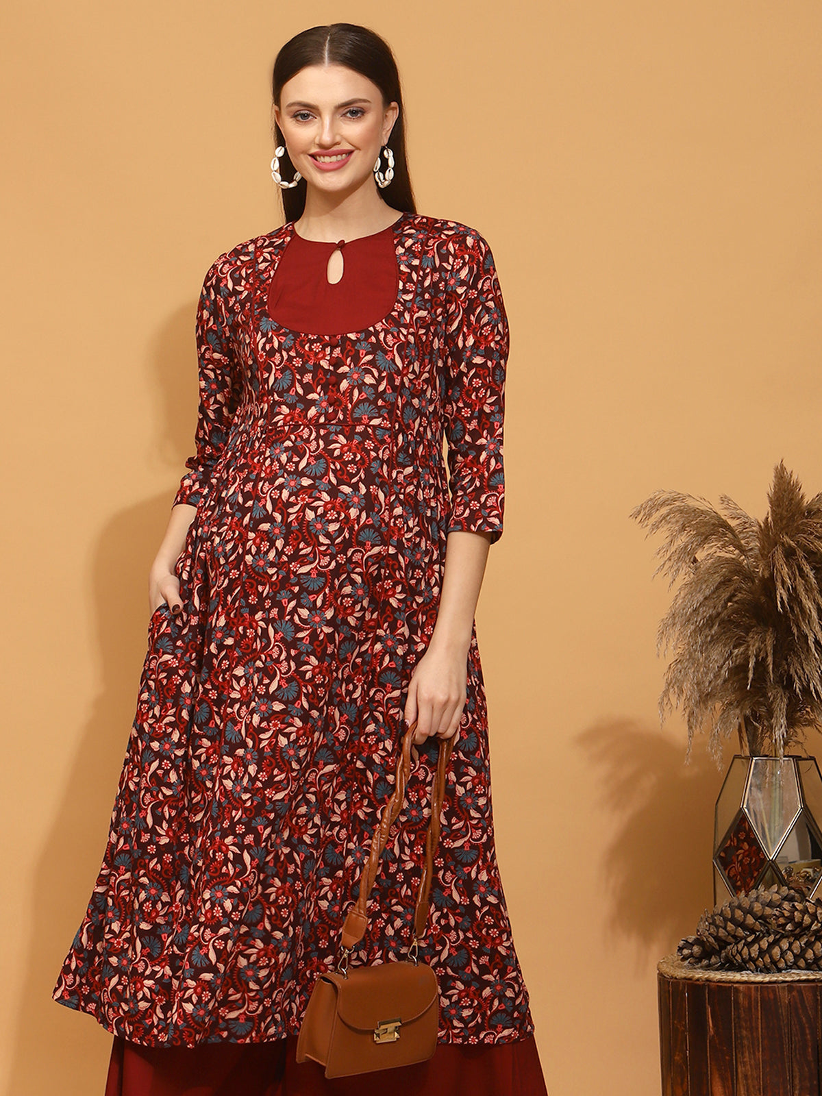 Crimson Red Floral Printed Kurta – MANTRA | Kurta neck design, Kurti designs  latest, Red floral