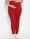 Cotton Maternity Leggings- Red