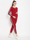 Maternity French Terry Leggings & T-shirt Set- Maroon