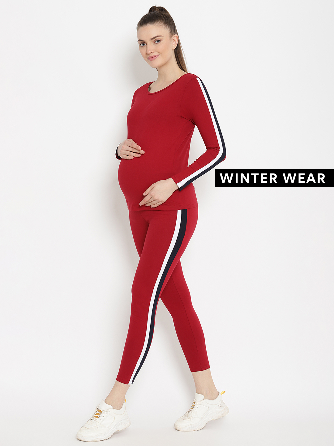 2pc. Winter Maternity Athleisure Set - Red