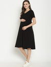 Maternity Lounge T-shirt Dress- Black