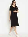 Maternity Lounge T-shirt Dress- Black
