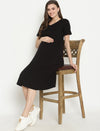 Maternity Lounge T-shirt Dress- Black