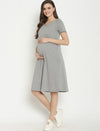 Maternity Lounge T-shirt Dress- Gray