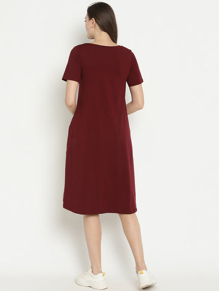 Maternity Lounge T-shirt Dress- Wine Berry