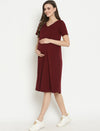 Maternity Lounge T-shirt Dress- Wine Berry