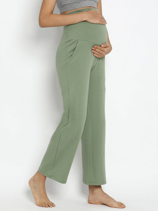 Buy Zelena 247 Mom High Waisted Green Maternity Postpartum Trouser With  Pockets online