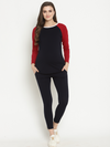 Maternity French Terry Leggings & T-shirt Set- Navy Blue