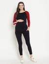 2pc. Maternity Activewear T-Shirt & Leggings Set- Navy Blue
