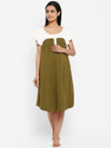 Button Front Green Maternity & Nursing Gown
