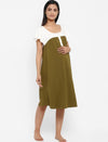 2-in-1 Maternity Nursing Gown - Mehndi Green