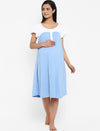 Button Front Blue Maternity & Nursing Gown