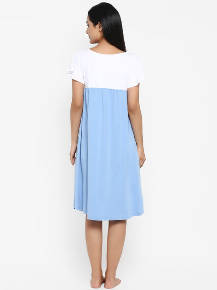 2-in-1 Maternity Nursing Gown - Pastel Blue