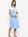 2-in-1 Maternity Nursing Gown - Pastel Blue