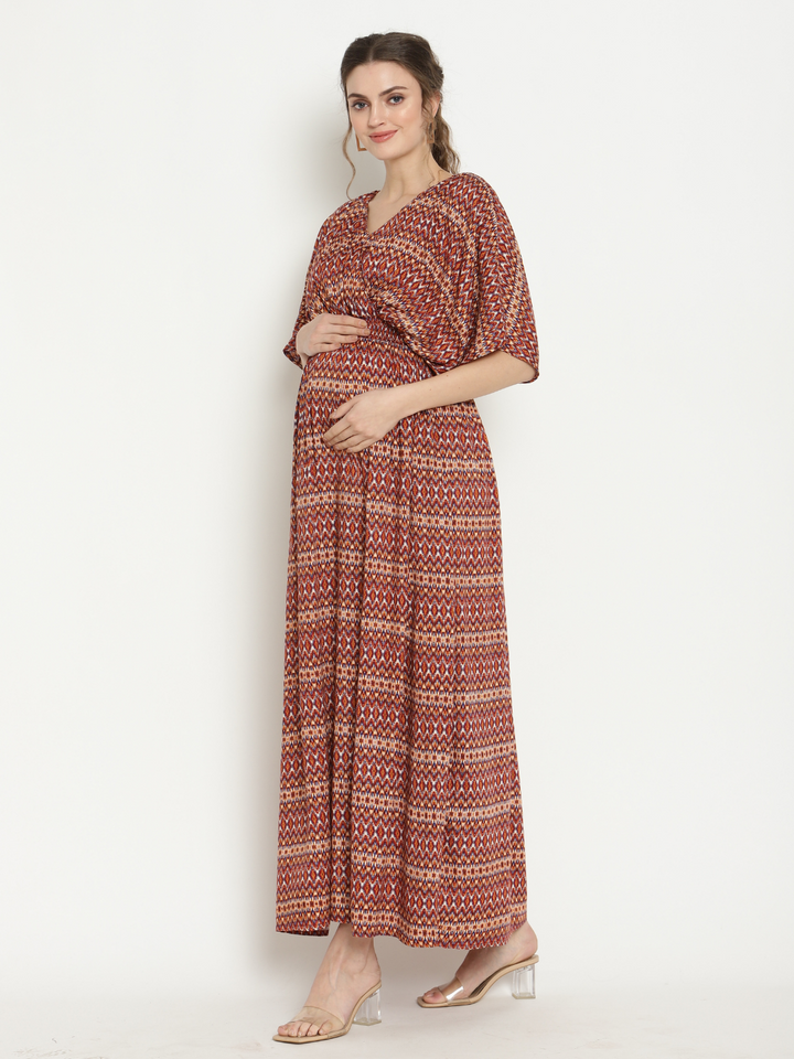 Moroccan Maternity & Nursing Kaftan Maxi Dress