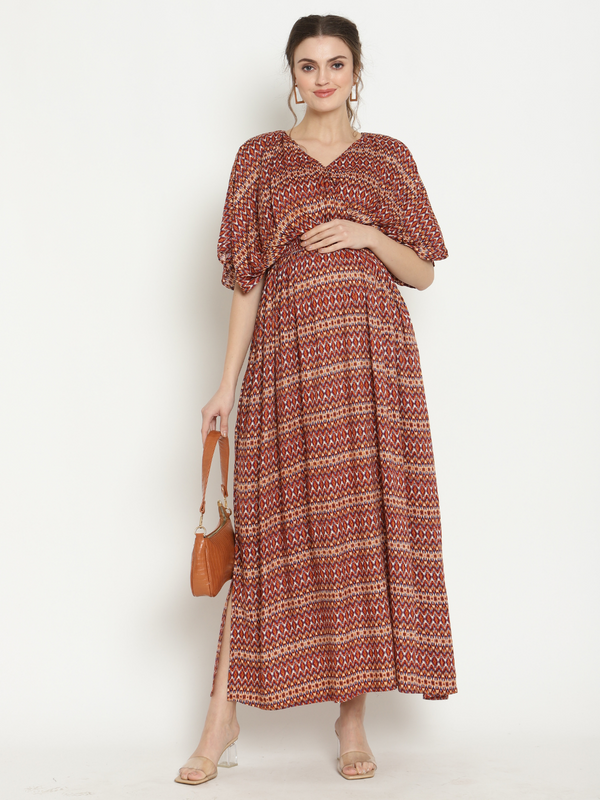 Moroccan Maternity & Nursing Kaftan Maxi Dress