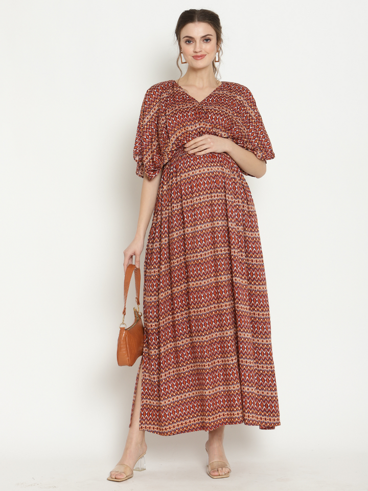 Moroccan Maternity & Nursing Kaftan Maxi Dress