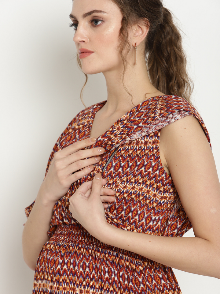 Moroccan Maternity & Nursing Kaftan Maxi Dress