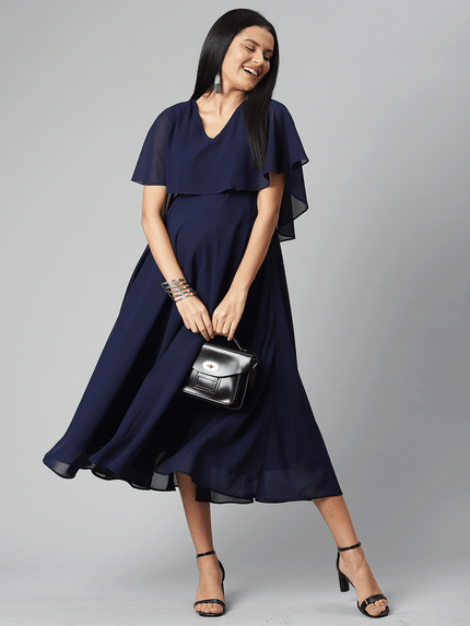Flutter Sleeve Empire Waist Flare Maternity Maxi Dress Flutter Sleeve Empire Waist Flare Maternity Maxi Dress