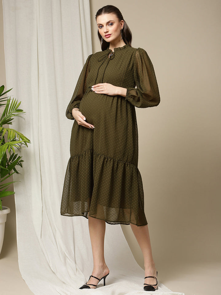 Maternity Swiss Dot Tiered Dress