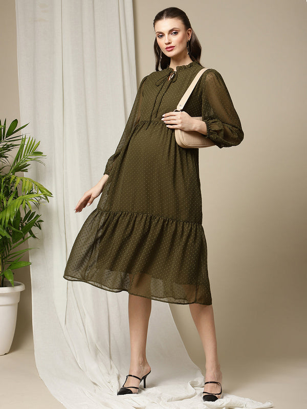 Maternity Swiss Dot Tiered Dress
