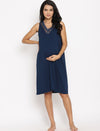 Maternity Nightie & Robe Set- Indigo Blue