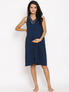 Maternity Nightie Dress- Indigo Blue