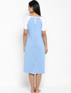 Blue Maternity & Nursing Gown with Buttons