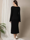 Maternity Ribbed Bodycon Maxi Dress- Black