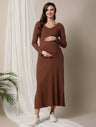 2pc. Maternity Ribbed Knit Maxi Dress