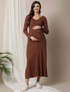 2pc. Maternity Ribbed Knit Maxi Dress