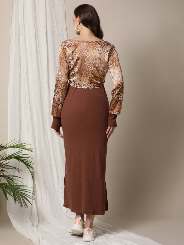 2pc. Maternity Ribbed Knit Maxi Dress + Knotted Top