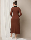 Full Sleeve Maternity Rib-Knit Dress